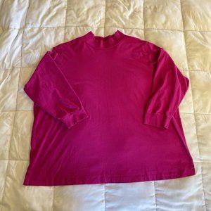 💚 Woman Within Mock Neck Half Sleeve Tee Pink 3x